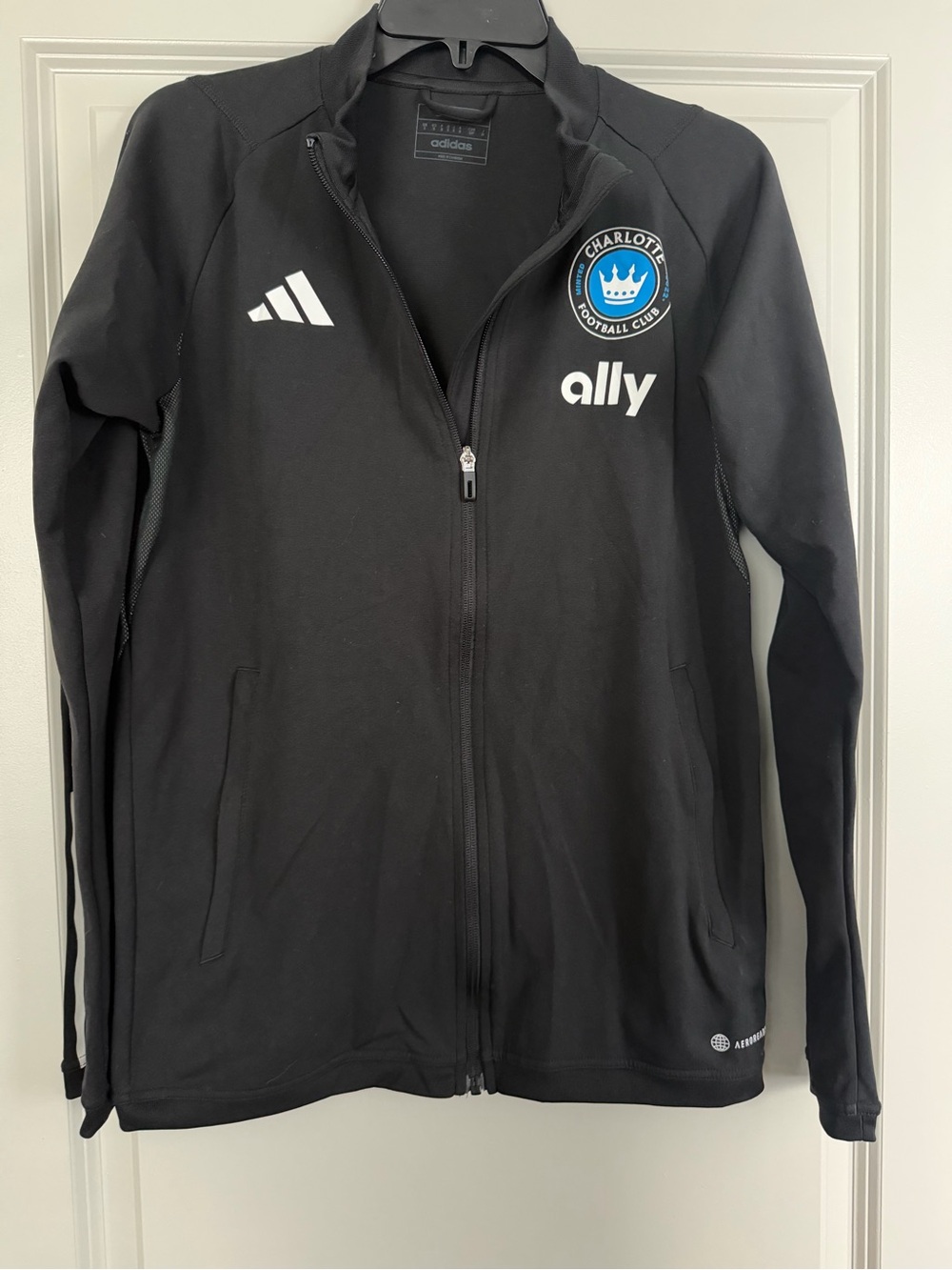 adidas Black Full-Zip Soccer Track Jacket with Charlotte FC Crest